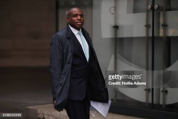 Shadow Foreign Secretary David Lammy at BBC Broadcasting House ahead of his appearance on Sunday Morning on February 6, 2022 in London, England....