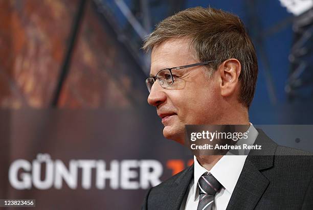 Presenter Guenther Jauch attends a photocall to promote his new ARD show GUENTHER JAUCH at Gasometer on September 5, 2011 in Berlin, Germany.