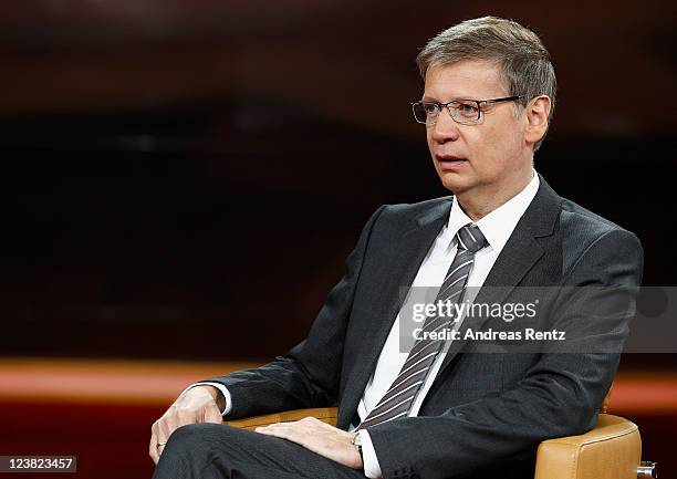 Presenter Guenther Jauch attends a photocall to promote his new ARD show GUENTHER JAUCH at Gasometer on September 5, 2011 in Berlin, Germany.