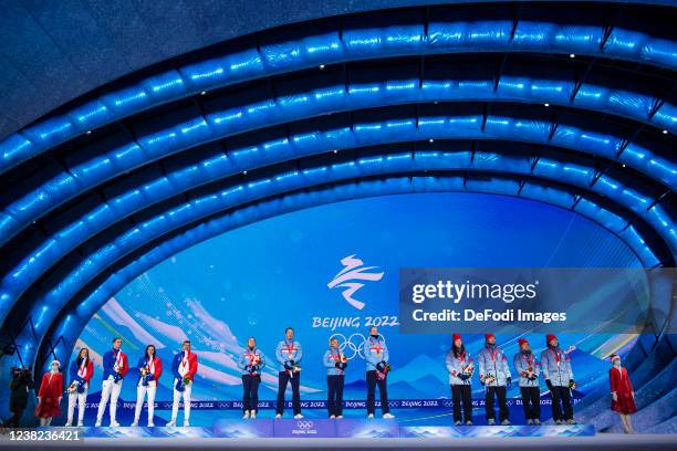 Anais Chevalier-Bouchet of France, Emilien Jacquelin of France, Julia Simon of France, Quentin Fillon Maillet of France, Marte Olsbu Roeiseland of...