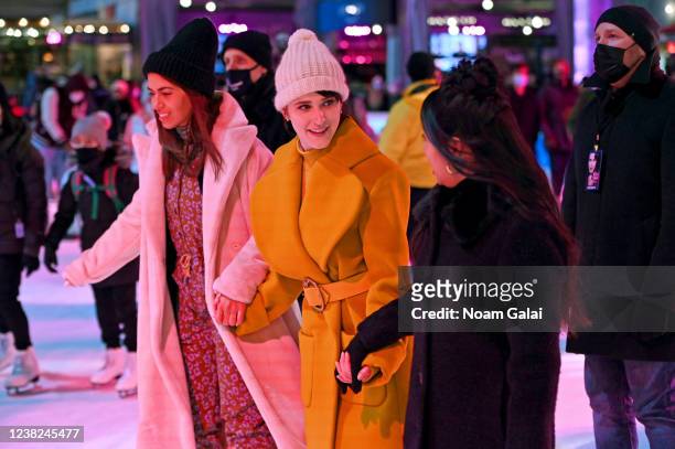 Rachel Brosnahan ice skates as The Marvelous Mrs. Maisel celebrates the fourth season premiere at the 1960's themed Maisel Skate Night at Winter...