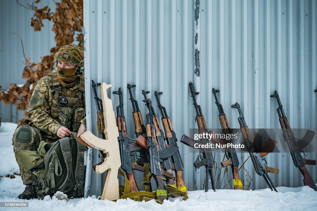 Military training for the civilian population by Azov members in Kiev, Ukraine