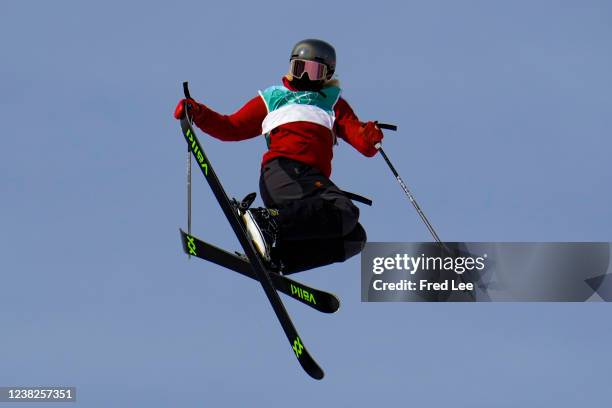 Katie Summerhayes of Team Great Britain performs a trick during the Women's Freestyle Skiing Freeski Big Air Qualification on Day 3 of the Beijing...
