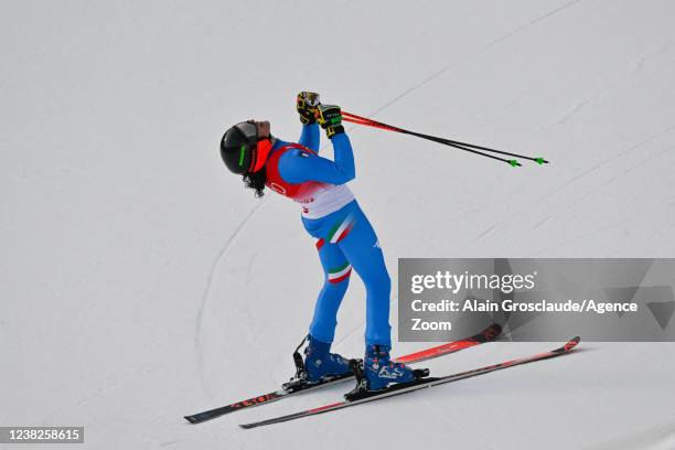 Federica Brignone of Team Italy celebrates during the Olympic Games 2022, Women's Giant Slalom on February 7, 2022 in Yanqing China.