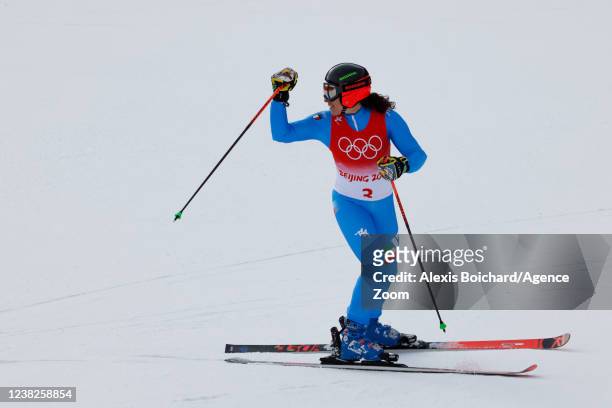 Federica Brignone of Team Italy celebrates during the Olympic Games 2022, Women's Giant Slalom on February 7, 2022 in Yanqing China.