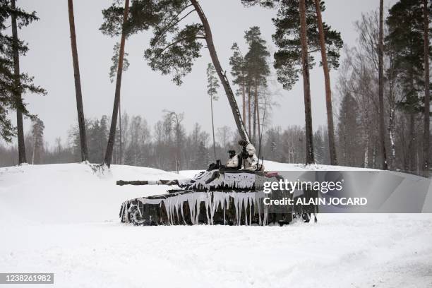 British soldiers take part in a major drill as part of the EFP NATO operation at the Tapa estonian army camp near Rakvere, on February 6, 2022. - The...