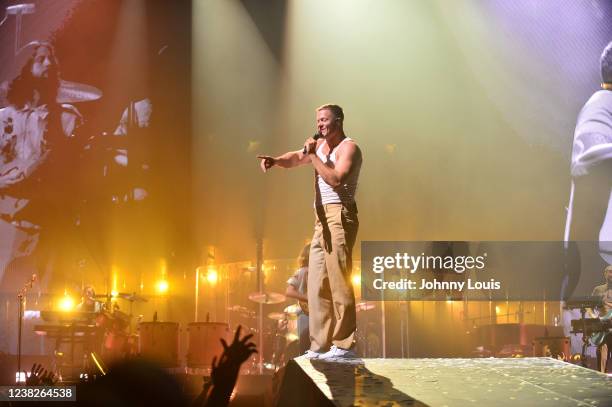 Dan Reynolds of Imagine Dragons performs live on stage during opening night of 'the Mercury World Tour' at FTX Arena on February 6, 2022 in Miami,...