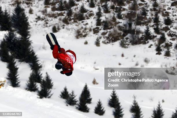 Max Parrot of Team Canada wins the gold medal during the Olympic Games 2022, Men's Snowboard Slopestyle on February 7, 2022 in Zhangjiakou China.