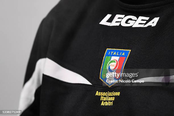 Detail view of an Italian referees shirt prior to the Serie A football match between Juventus FC and Hellas Verona FC. Juventus FC won 2-0 over...