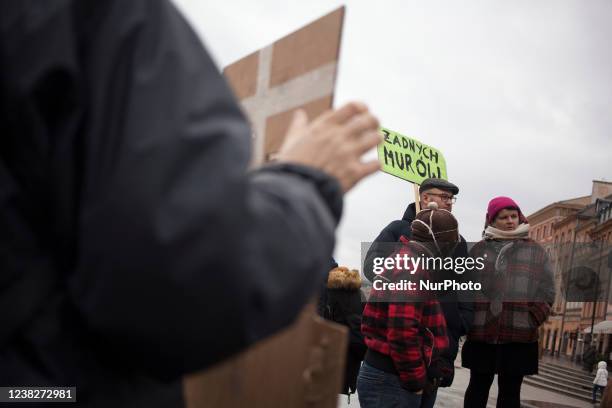 Protest of eco-activists against the construction of a fence in the Bialowieza National Park in Warsaw on February 6, 2022