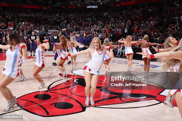 Chicago Bulls dance team during the halftime show Phoenix Suns on February 7, 2022 at United Center in Chicago, Illinois. NOTE TO USER: User...