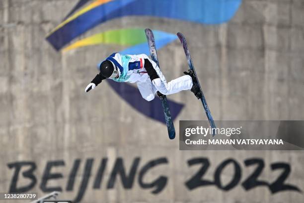 France's Tess Ledeux competes in the freestyle skiing women's freeski big air final run during the Beijing 2022 Winter Olympic Games at the Big Air...