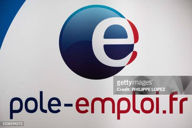 Photograph shows a logo of Pole Emploi "Job center" at a national employment agency in Bordeaux, southwestern France, on February 8, 2022.