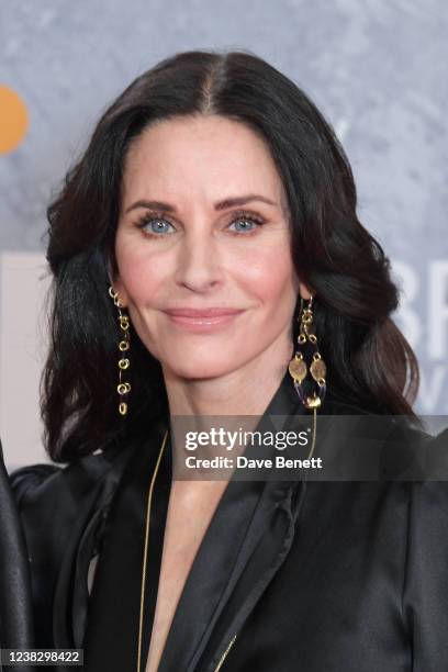 Courteney Cox arrives at The BRIT Awards 2022 at The O2 Arena on February 8, 2022 in London, England.