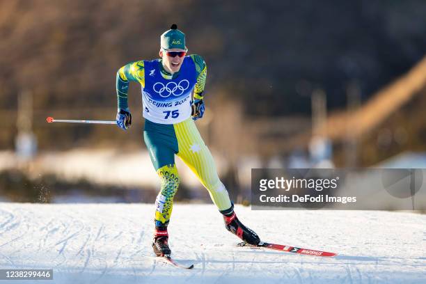 Lars Young Vik of Australia in action competes during the cross country 1,5km skating sprint qualification during the Beijing 2022 Winter Olympics at...