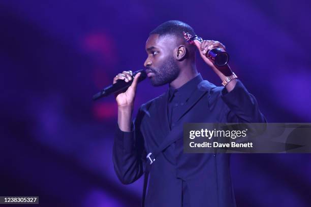 Dave accepts the Best Hip Hop/Grime/Rap Act award at The BRIT Awards 2022 at The O2 Arena on February 8, 2022 in London, England.