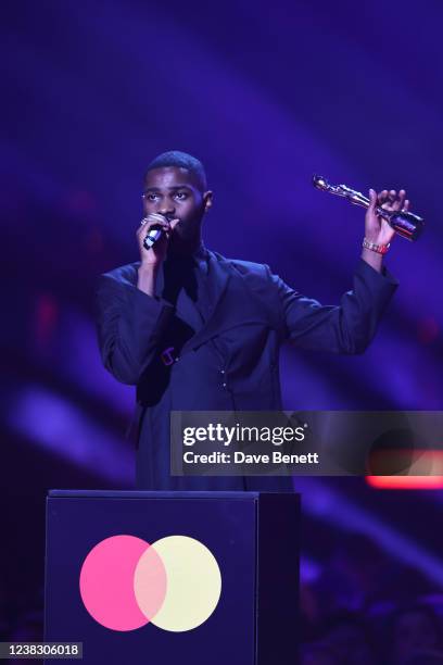 Dave accepts the Best Hip Hop/Grime/Rap Act award at The BRIT Awards 2022 at The O2 Arena on February 8, 2022 in London, England.