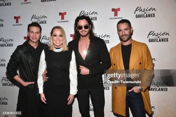 Pictured: Juan A. Baptisa, Danna Garcia, Mario Cimarro, Michel Brown at The London West Hollywood Hotel on February 7, 2022 --