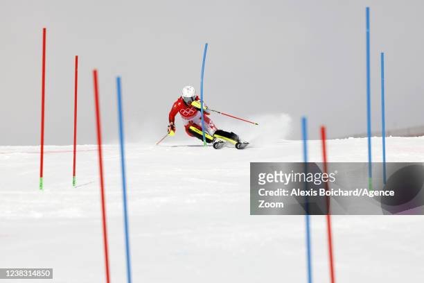 Michelle Gisin of Team Switzerland wins the bronze medal during the Olympic Games 2022, Women's Slalom on February 9, 2022 in Yanqing China.