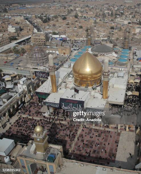 An aerial view of Al-Askari Shrine, where the 10th and 11th ShÄ«'ite Imams, 'Ali al-Hadi and his son Hasan al-'Askari are buried, in Samarra, Iraq on...