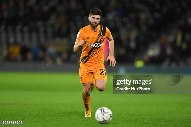 Brandon Fleming of Hull City during the Sky Bet Championship match between Derby County and Hull City at the Pride Park, Derby on Tuesday 8th...