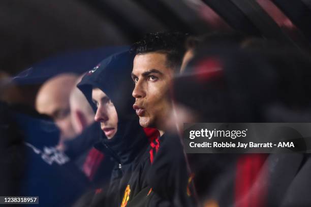 Cristiano Ronaldo of Manchester United during the Premier League match between Burnley and Manchester United at Turf Moor on February 8, 2022 in...