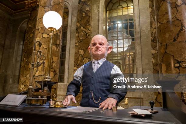 Model of a goblin, working in Gringotts Wizarding Bank at Warner Bros studio tour, The Making of Harry Potter on the 27th of November 2021 in...