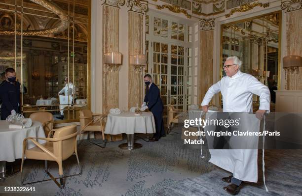 Chef Alain Ducasse is photographed for Paris Match at the Louis XV restaurant in Monte Carlo, Monaco on January 7, 2022.