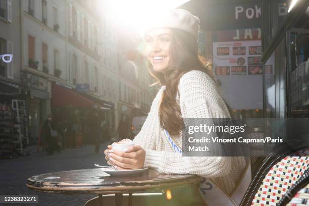 Diane Leyre, Miss France 2022 is photographed for Paris Match on January 14, 2022 in Paris, France.