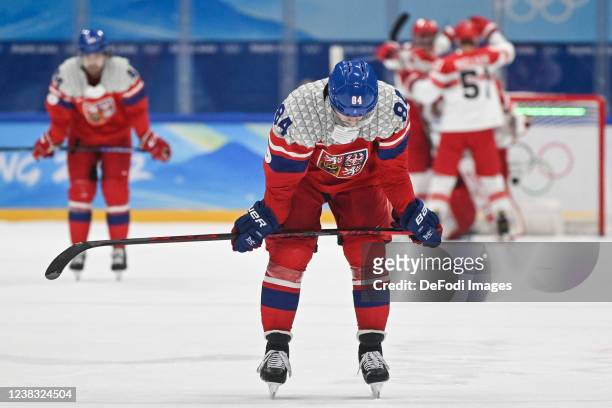 Tomas Kundratek of Czech Republic looks dejected after the match Men's Preliminary Round - Group B Results - Olympic Ice Hockey - Czech Republic vs...