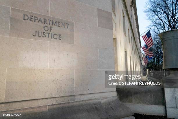 The Department of Justice building in Washington, DC, on February 9, 2022.