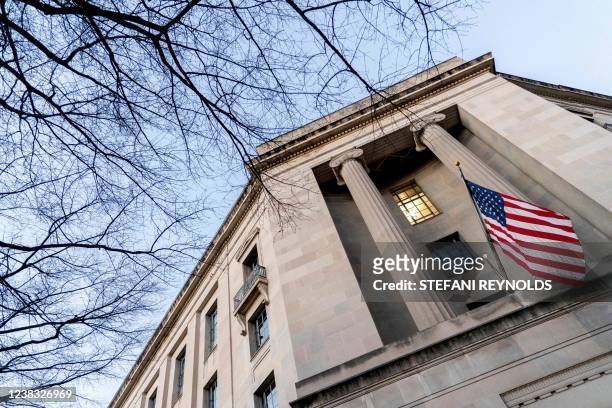 The Department of Justice building in Washington, DC, on February 9, 2022.