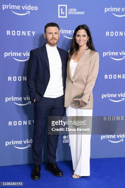 Corry Evans and Lisa Evans attend the World Premiere of new Amazon Prime Video documentary "Rooney" at HOME Cinema on February 9, 2022 in Manchester,...