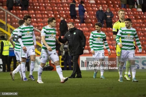 Celtic manager Ange Postecoglou during the Cinch Scottish Premiership match between Aberdeen FC and Celtic FC at Pittodrie Stadium on February 9,...