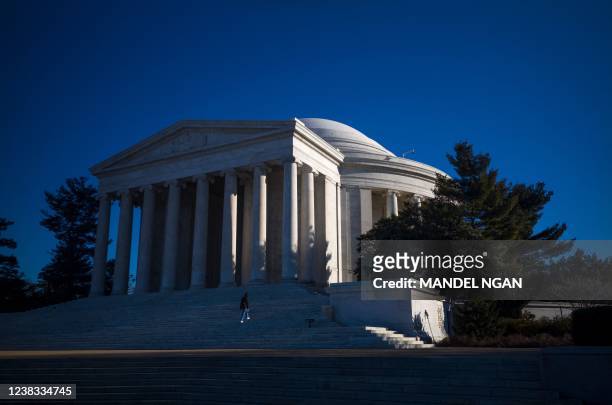 The Jefferson Memorial is seen in Washington, DC on February 9, 2022.
