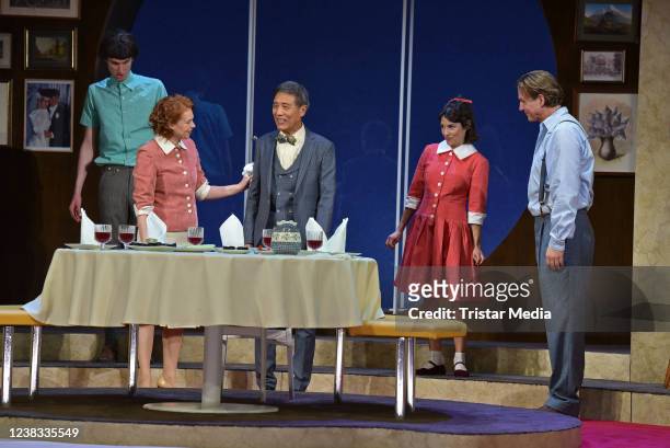 Maximilian Diehle, Henny Reents, Yu Fang, Anna Julia Antonucci, Thomas Heinze during the press rehearsal of the play "Der Chinese" at Komoedie am...