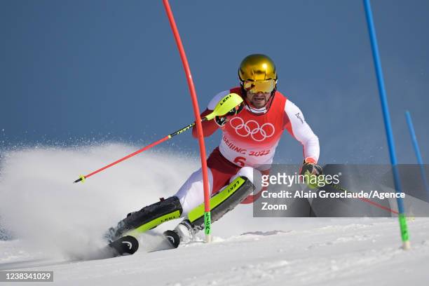 Johannes Strolz of team Austria competes during the Olympic Games 2022, Men's Alpine Combined on February 10, 2022 in Yanqing China.