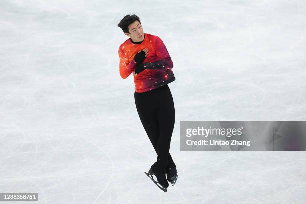 Nathan Chen of Team United States skates during the Men Single Skating Free Skating on day six of the Beijing 2022 Winter Olympic Games at Capital...