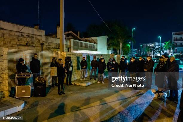 Participants in the event on the occasion of the Day of Remembrance of the victims of sinkholes, at Via Martiri delle Foibe in Ruvo di Puglia on 10...