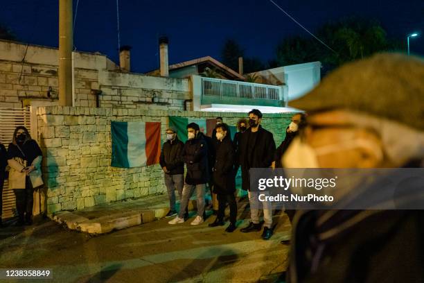 Participants in the event on the occasion of the Day of Remembrance of the victims of sinkholes, at Via Martiri delle Foibe in Ruvo di Puglia on 10...