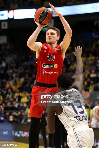 Marius Grigonis, #40 of CSKA Moscow in action during the Turkish Airlines EuroLeague Regular Season Round 26 match between Maccabi Playtika Tel Aviv...