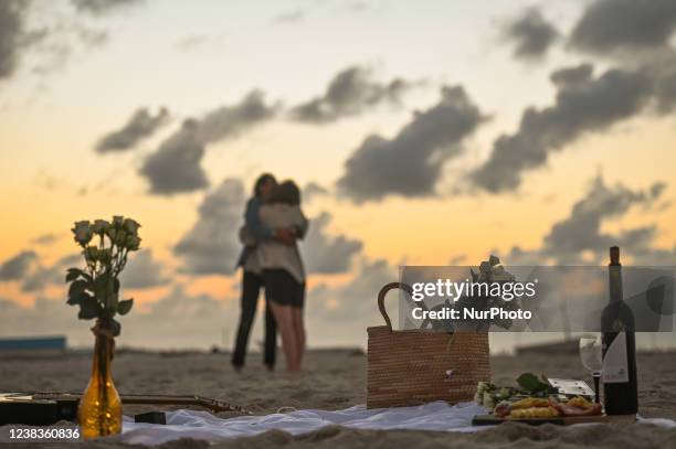 The scene of the pre-marital proposal as seen on the romantic beach in Progreso. On Wednesday, February 09 in Progreso, Yucatan, Mexico.