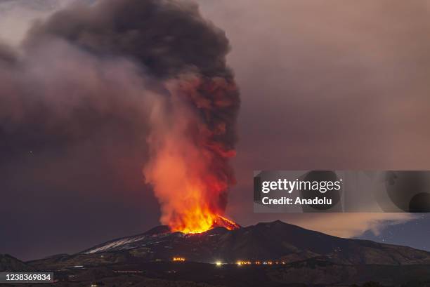 Photo shows a new eruption at Etna Volcano in Catania, Italy on FebrÄ±ary 10, 2022.