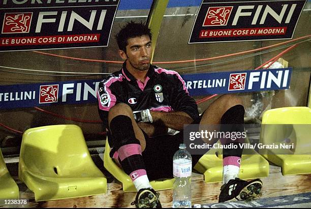 Gianluigi Buffon of Parma looks dejected following the Serie A match between Parma and Lazio played at the Stadio Ennio Tardini, Parma, Italy. The...