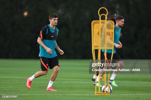 Christian Pulisic of Chelsea during a Chelsea training session at the FIFA Club World Cup UAE 2021, Ritz-Carlton Football Field on February 11, 2022...