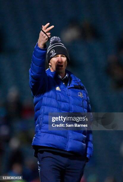 Dublin , Ireland - 11 February 2022; Leinster head coach Leo Cullen before the United Rugby Championship match between Leinster and Edinburgh at the...