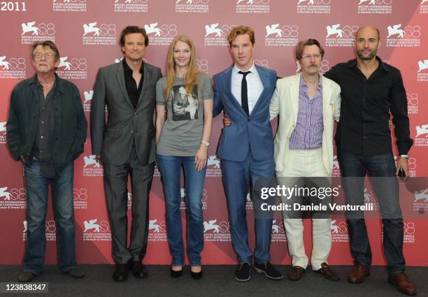 Actors John Hurt, Colin Firth, Svetlana Khodchenkova, Benedict Cumberbatch, Gary Oldman, filmmaker Tomas Alfredson and actor Mark Strong attend the...