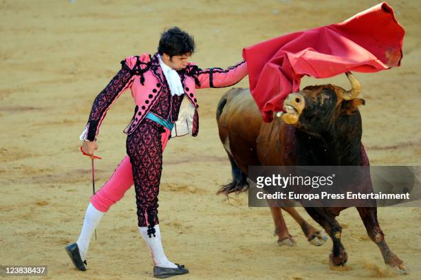 Cayetano Rivera performs during the 'Goyesca' Bullfights on September 3, 2011 in Ronda, Spain. The bullfight events, linked to The Feria Goyesca ,...