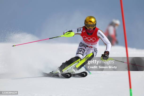 Winter Olympics: Germany Emma Aicher in action during Womens Slalom at National Alpine Ski Centre. Yanqing, China 2/9/2022 CREDIT: Simon Bruty