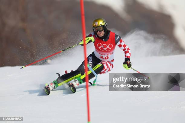 Winter Olympics: Croatia Leona Popovic in action during Womens Slalom at National Alpine Ski Centre. Yanqing, China 2/9/2022 CREDIT: Simon Bruty